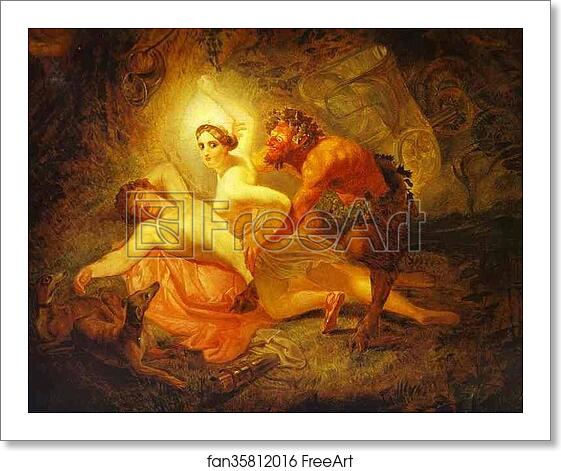 Free art print of Diana, Endymion, and Satyr by Karl Brulloff