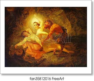 Free art print of Diana, Endymion, and Satyr by Karl Brulloff