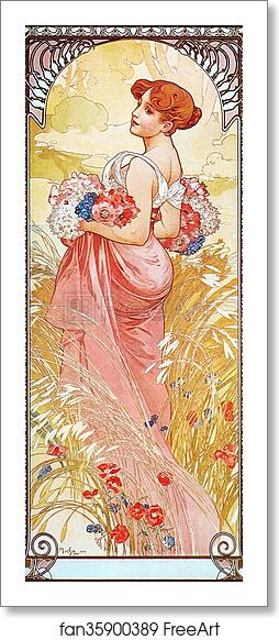 Free art print of Summer by Alphonse Mucha