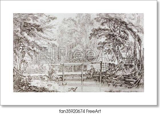 Free art print of Wooded Landscape with a Boy Fishing by François Boucher Free art print of Wooded Landscape with a Boy Fishing by François Boucher