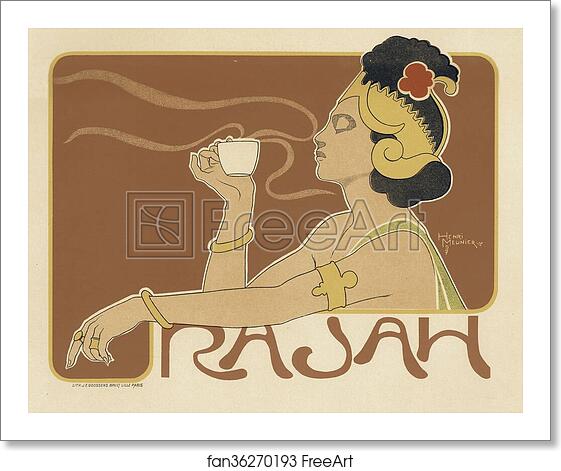 Free art print of Affiche belge pour le "Café Rajah". by Henri Meunier Free art print of Affiche belge pour le "Café Rajah". by Henri Meunier