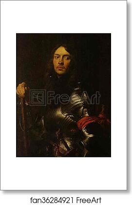 Free art print of Portrait of a Commander in Armour, with a Red Scarf by Sir Anthony Van Dyck