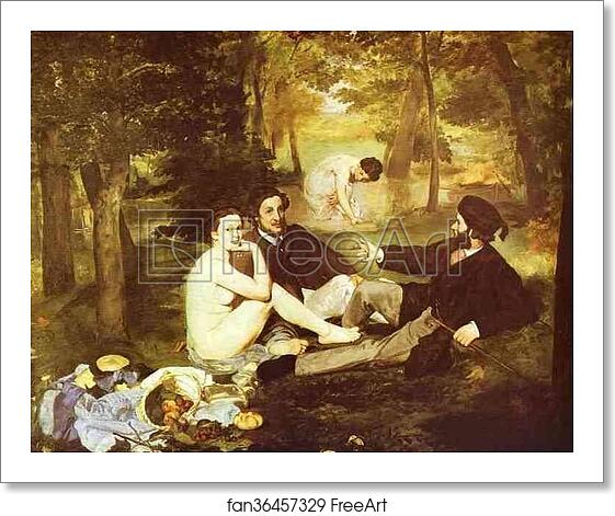 Free art print of The Picnic on the Grass (also: Luncheon on the Grass, French: Le Déjeuner sur l'Herbe) by Edouard Manet Free art print of The Picnic on the Grass (also: Luncheon on the Grass, French: Le Déjeuner sur l'Herbe) by Edouard Manet