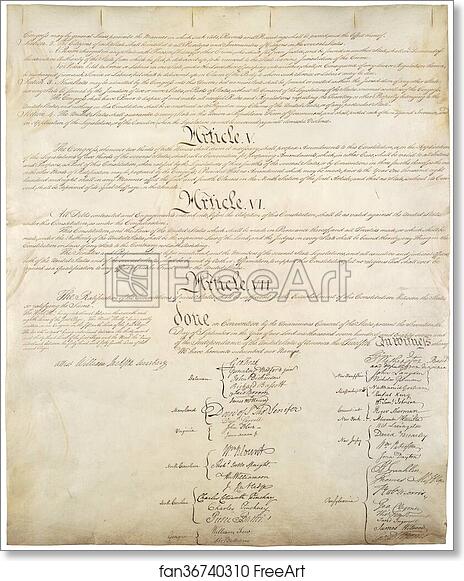 free art print of constitution of the united states page