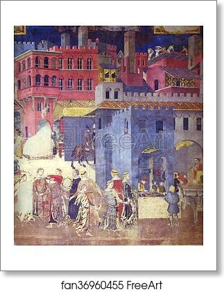 Free art print of Allegory of Good Government. Detail by Ambrogio Lorenzetti