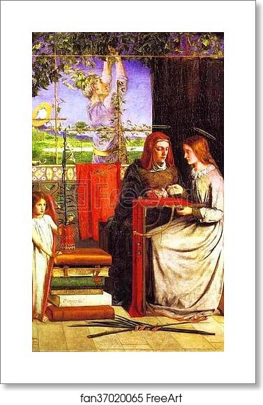 Free art print of The Girlhood of Mary Virgin by Dante Gabriel Rossetti