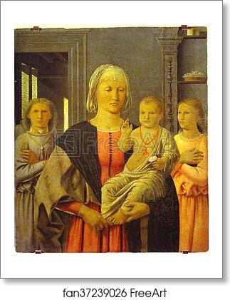 Free art print of Virgin with Child Giving His Blessing and Two Angels. (The Senigallia Madonna) by Piero Della Francesca