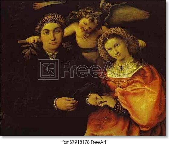 Free art print of Portrait of Messer Marsilio and His Wife by Lorenzo Lotto