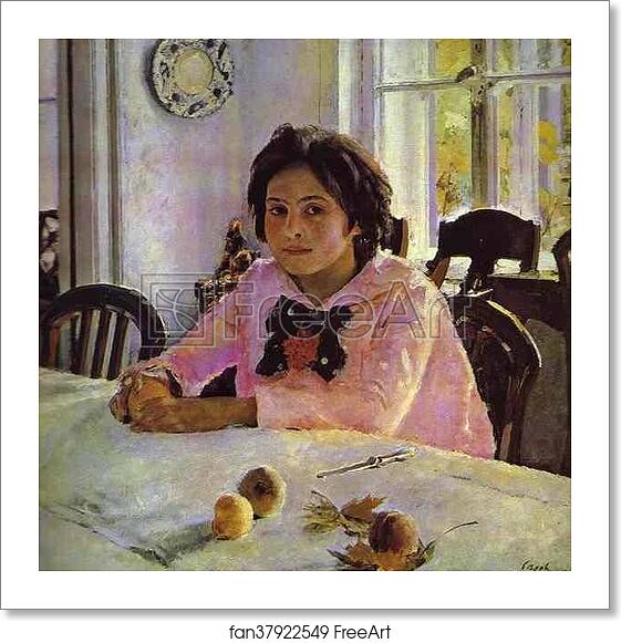 Free art print of Girl with Peaches. Portrait of Vera Mamontova by Valentin Serov