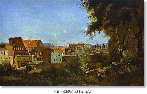 Free art print of The Colosseum: View from the Farnese Gardens by Jean-Baptiste-Camille Corot