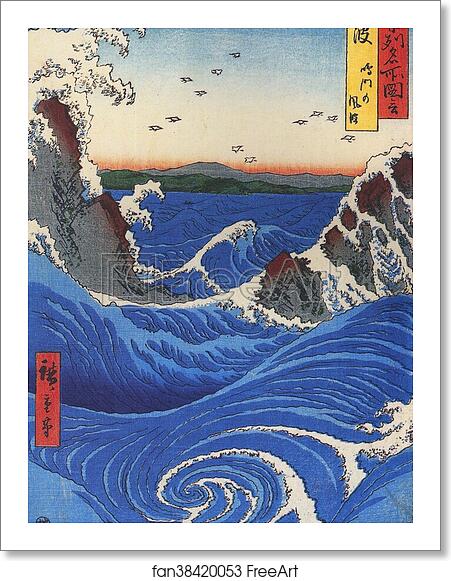 Free art print of Naruto Whirlpools, Awa Province, from the series Views of Famous Places in the Sixty-Odd Provinces by Utagawa Hiroshige Free art print of Naruto Whirlpools, Awa Province, from the series Views of Famous Places in the Sixty-Odd Provinces by Utagawa Hiroshige