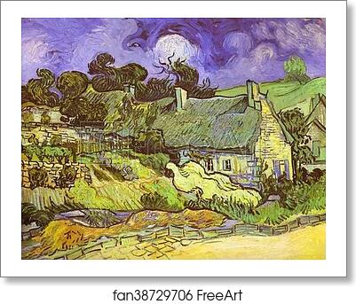Free art print of Cottages with Thatched Roofs. Auvers-sur-Oise by Vincent Van Gogh