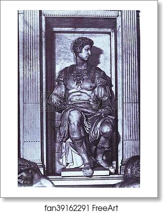Free art print of Tomb of Giuliano de' Medici. Detail. Giuliano de' Medici by Michelangelo