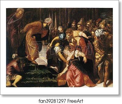 Free art print of Esther before Ahasuerus by Jacopo Robusti, Called Tintoretto