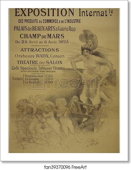 Free art print of L' "Exposition internationale des Produits du Commerce et de l'Industrie", au Champ de Mars. by Adolphe Willette Free art print of L' "Exposition internationale des Produits du Commerce et de l'Industrie", au Champ de Mars. by Adolphe Willette