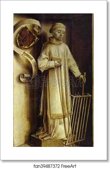 Free art print of St. Lawrence, the reverse side of the Portrait of Laurent Froimont by Rogier Van Der Weyden Free art print of St. Lawrence, the reverse side of the Portrait of Laurent Froimont by Rogier Van Der Weyden