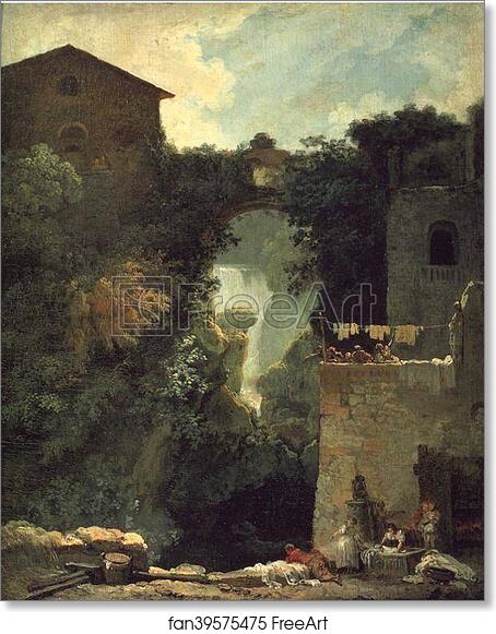 Free art print of The Grand Cascade at Tivoli by Jean-Honoré Fragonard