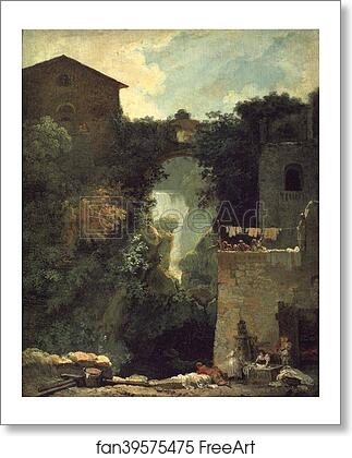 Free art print of The Grand Cascade at Tivoli by Jean-Honoré Fragonard