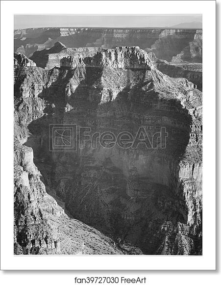 Free art print of View from "North Rim, 1941, Grand Canyon National Park," Arizona. (vertical orientation).  Photographs of National Parks and Monuments, compiled 1941 - 1942, documenting the period ca. 1933 - 1942. by Ansel Adams (1902-1984)