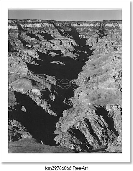 Free art print of View with shadowed ravine, "Grand Canyon from South Rim, 1941," Arizona. (Vertical Orientation). Photographs of National Parks and Monuments, compiled 1941 - 1942, documenting the period ca. 1933 - 1942. by Ansel Adams (1902-1984) Free art print of View with shadowed ravine, "Grand Canyon from South Rim, 1941," Arizona. (Vertical Orientation). Photographs of National Parks and Monuments, compiled 1941 - 1942, documenting the period ca. 1933 - 1942. by Ansel Adams (1902-1984)
