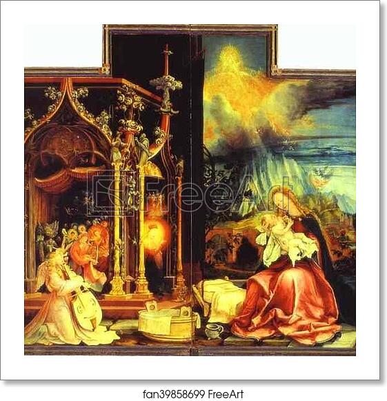 Free art print of Concert of Angels (left) and Nativity (right) by Matthias Grünewald Free art print of Concert of Angels (left) and Nativity (right) by Matthias Grünewald