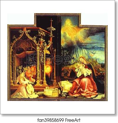 Free art print of Concert of Angels (left) and Nativity (right) by Matthias Grünewald