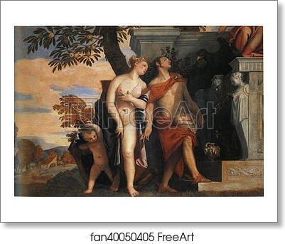 Free art print of Venus and Mercury Present Eros and Anteros to Jupiter by Paolo Veronese