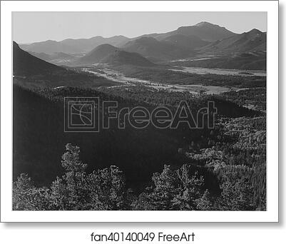 Free art print of Valley surrounded by mountains, "In Rocky Mountain National Park,"Colorado. Photographs of National Parks and Monuments, compiled 1941 - 1942, documenting the period ca. 1933 - 1942. by Ansel Adams (1902-1984) Free art print of Valley surrounded by mountains, "In Rocky Mountain National Park,"Colorado. Photographs of National Parks and Monuments, compiled 1941 - 1942, documenting the period ca. 1933 - 1942. by Ansel Adams (1902-1984)