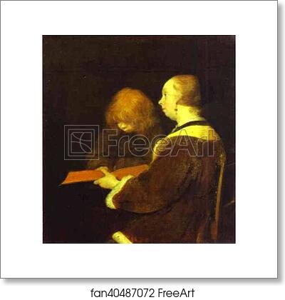 Free art print of The Reading Lesson by Gerard Terborch