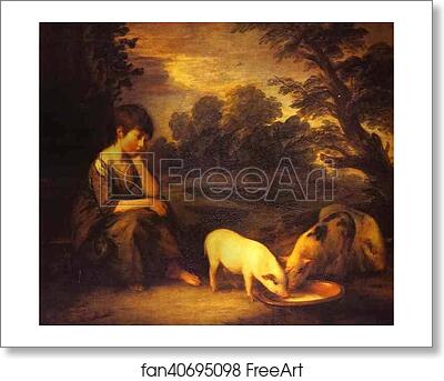 Free art print of Girl with Pigs by Thomas Gainsborough