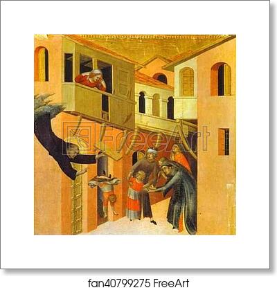 Free art print of The Miracle of the Child Falling from the Balcony by Simone Martini