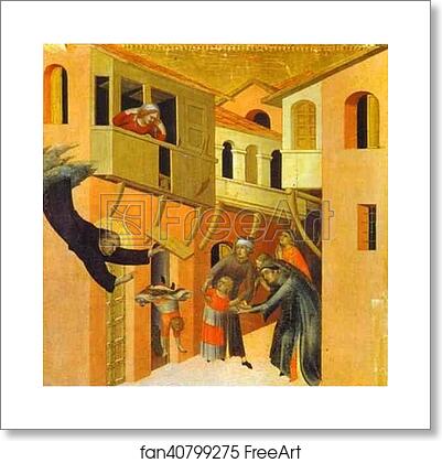 Free art print of The Miracle of the Child Falling from the Balcony by Simone Martini Free art print of The Miracle of the Child Falling from the Balcony by Simone Martini