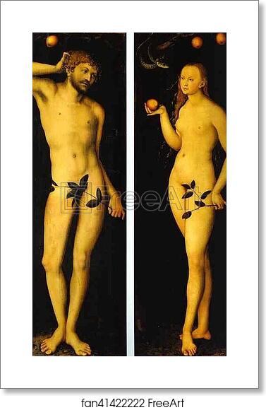 Free art print of Adam and Eve by Lucas Cranach The Elder Free art print of Adam and Eve by Lucas Cranach The Elder