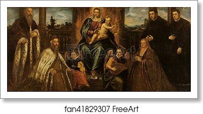 Free art print of Doge Alvise Mocenigo and Family Before the Madonna and Child by Jacopo Robusti, Called Tintoretto