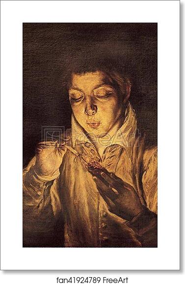 Free art print of Boy Lighting a Candle (Boy Blowing on an Ember) by El Greco Free art print of Boy Lighting a Candle (Boy Blowing on an Ember) by El Greco