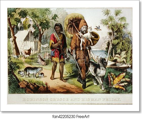 Free art print of Robinson Crusoe and his man Friday. by Currier & Ives Free art print of Robinson Crusoe and his man Friday. by Currier & Ives