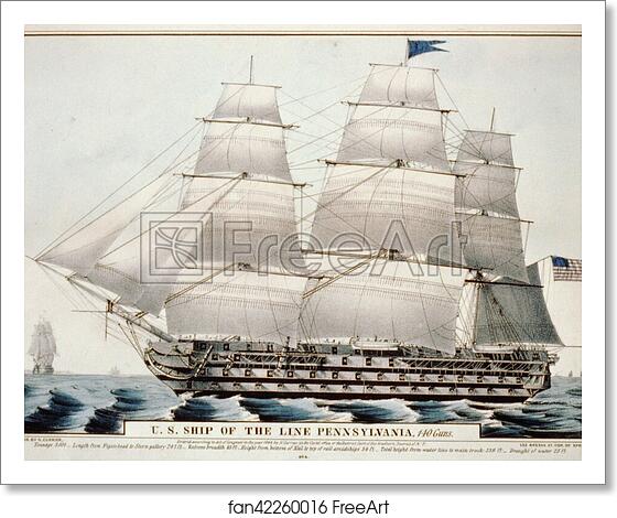 Free art print of U.S. ship of the Line Pennsylvania, 140 guns. by Currier & Ives Free art print of U.S. ship of the Line Pennsylvania, 140 guns. by Currier & Ives