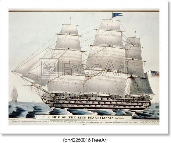 Free art print of U.S. ship of the Line Pennsylvania, 140 guns. by Currier & Ives Free art print of U.S. ship of the Line Pennsylvania, 140 guns. by Currier & Ives