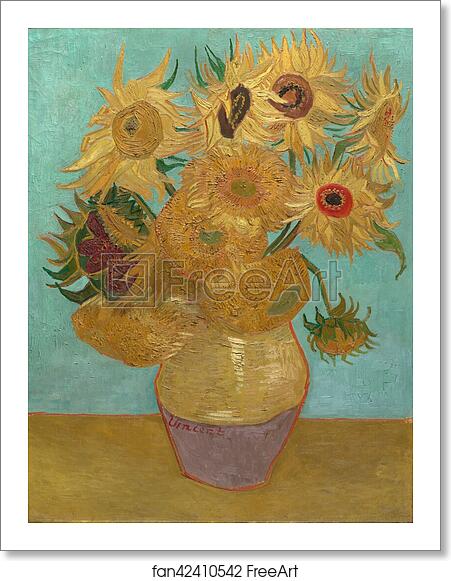 Free art print of Sunflowers / Vase with Twelve Sunflowers by Vincent Van Gogh