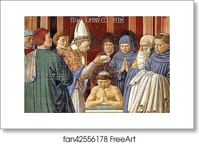 Free art print of Baptism of St. Augustine. Detail by Benozzo Gozzoli