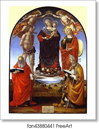 Free art print of The Virgin and Child among Angels and Saints by Luca Signorelli