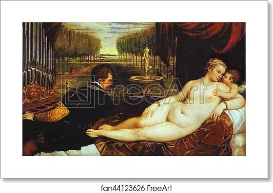Free art print of Venus and Cupid with an Organist by Titian Free art print of Venus and Cupid with an Organist by Titian