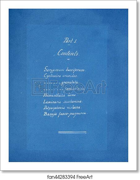 Free art print of Contents list by Anna Atkins Free art print of Contents list by Anna Atkins