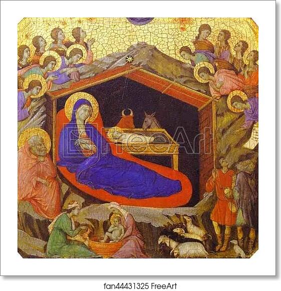 Free art print of Maestà (front, predella) The Birth of Christ by Duccio Di Buoninsegna