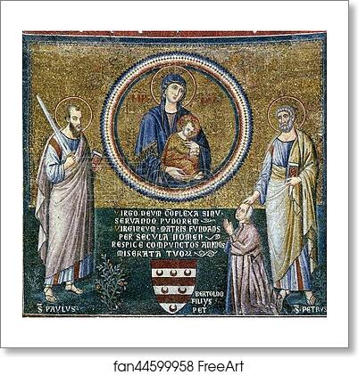 Free art print of Madonna and Child with St Paul and St Peter and the Donor Bertoldo Stefanschi by Pietro Cavallini