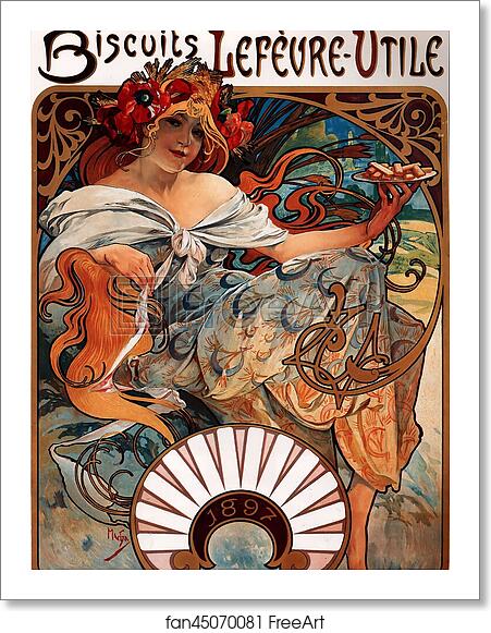 Free art print of Biscuits Lefevre-Utile 1897 by Alphonse Mucha Free art print of Biscuits Lefevre-Utile 1897 by Alphonse Mucha