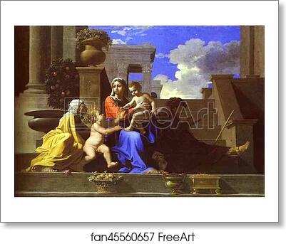 Free art print of The Holy Family on Steps by Nicolas Poussin