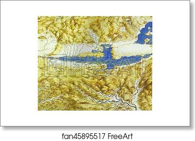 Free art print of Bird's-Eye View of a Landscape by Leonardo Da Vinci