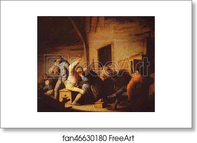 Free art print of Peasants in a Tavern by Adriaen Van Ostade