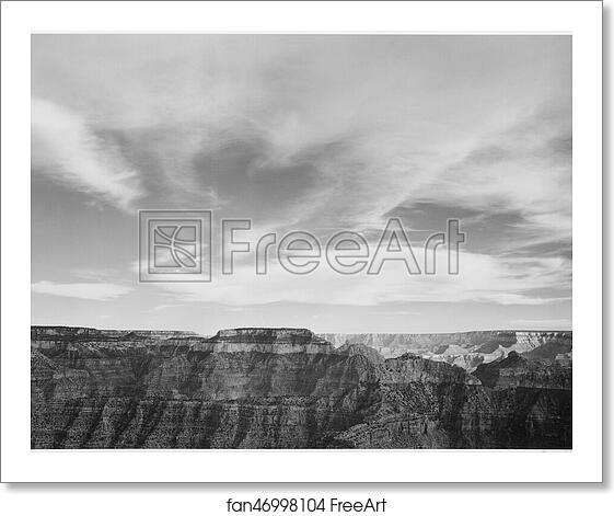 Free art print of Canyon edge, low horizon, clouded sky, "Grand Canyon National Park," Arizona. Photographs of National Parks and Monuments, compiled 1941 - 1942, documenting the period ca. 1933 - 1942. by Ansel Adams (1902-1984) Free art print of Canyon edge, low horizon, clouded sky, "Grand Canyon National Park," Arizona. Photographs of National Parks and Monuments, compiled 1941 - 1942, documenting the period ca. 1933 - 1942. by Ansel Adams (1902-1984)